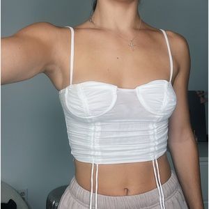 Princess polly shine bright white mesh corset crop top